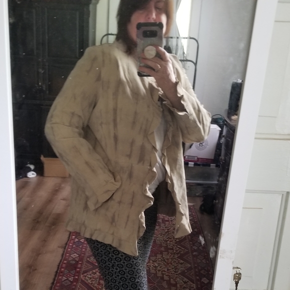 Chi by Falchi, XL size Boho distressed, stone-wash-style 100% suede jacket - Picture 3 of 11